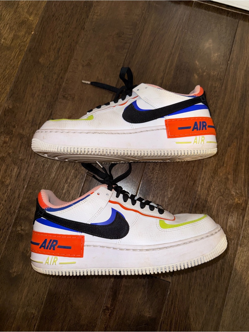 Nike Air Force 1 Shadow White Volt Blue Orange Women’s Sneakers Size 8.5 - Picture 3 of 7